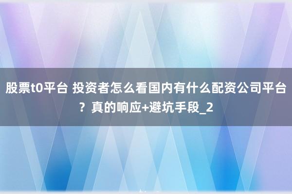 股票t0平台 投资者怎么看国内有什么配资公司平台？真的响应+避坑手段_2
